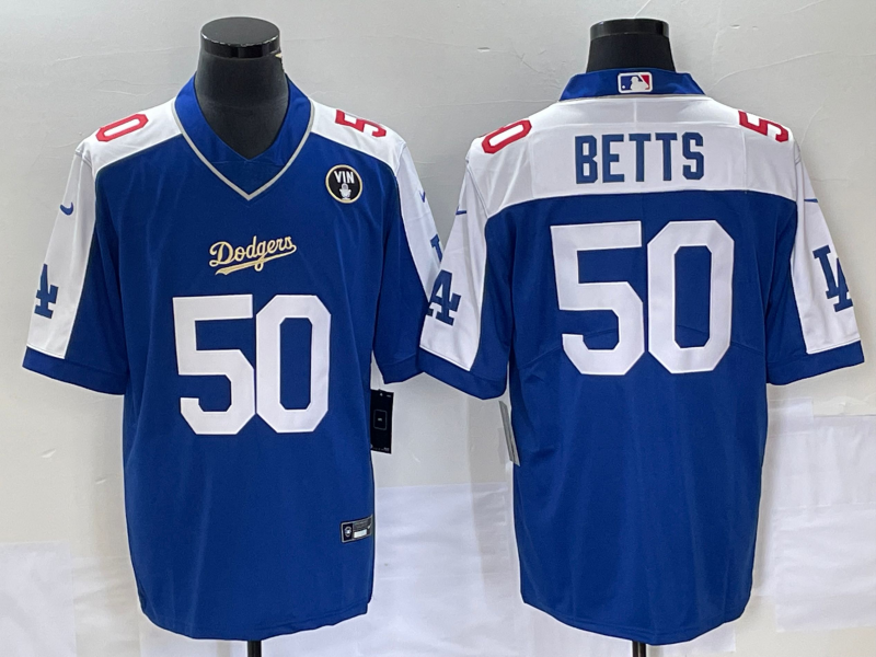 Men's Los Angeles Dodgers Mookie Betts #50 Blue Alternate Jersey